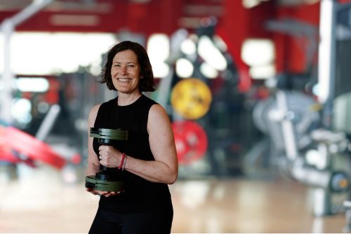Barbara Birke demonstrating strength training exercises for women during menopause